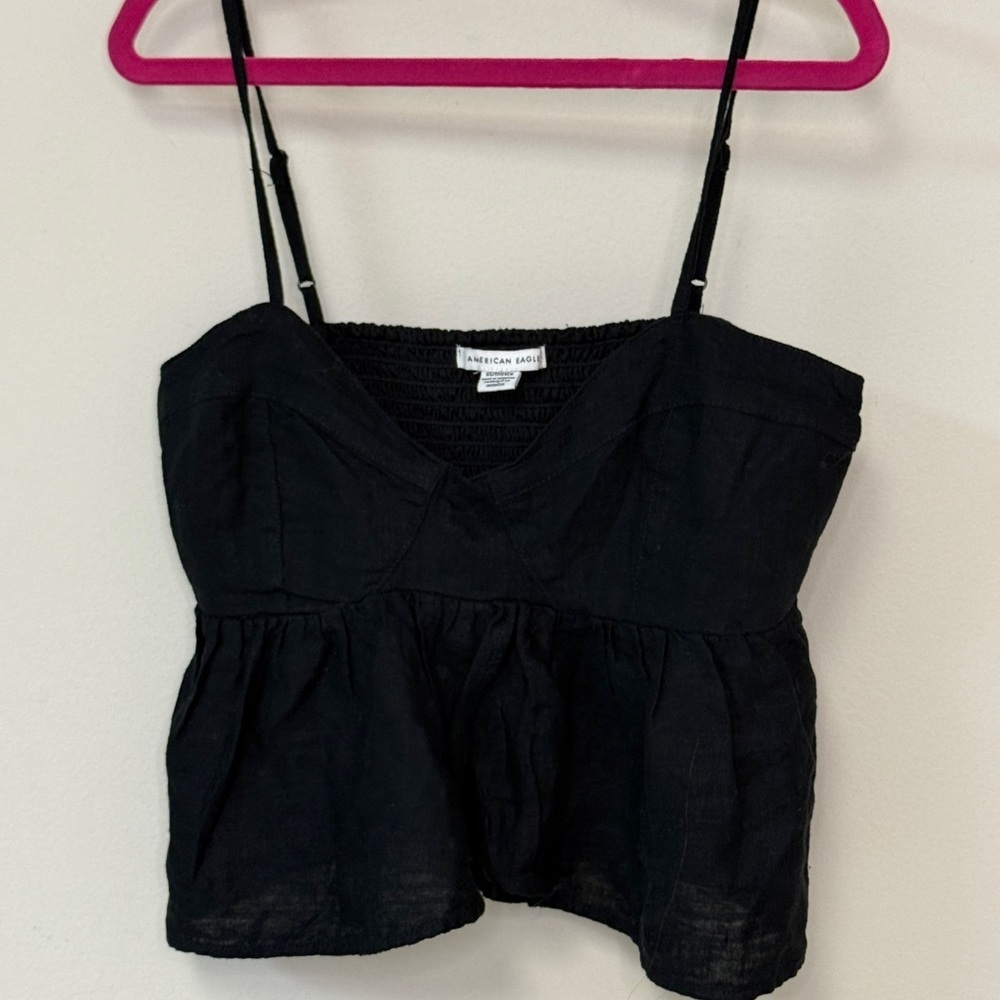American Eagle: Black Baby Doll Crop Top, Size XS